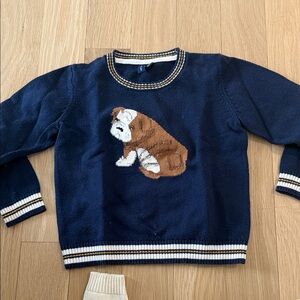 Janie and Jack Navy Bulldog Sweater